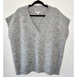 Topshop Women's Gray Wool Blend Soft & Fuzzy Sleeveless V Neck Sweater Size 8-10